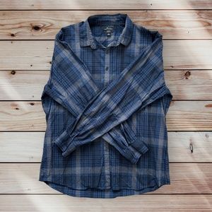 Men's Marc Anthony XL Slim Fit Long Sleeve Navy/Grey Plaid Casual Button Down Sh